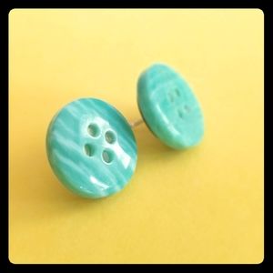 Tiffany Blue Button Earrings